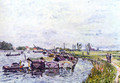 Freight punts with Saint Mammès - Alfred Sisley