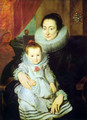 Portrait of Marie Clarisse, woman of Jan Woverius, with her child - Sir Anthony Van Dyck