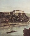 View from Pirna, Pirna vineyards at Prosta, with Fortress Sonnenstein, detail - (Giovanni Antonio Canal) Canaletto
