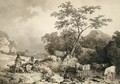 Figures by a stream with cattle watering - Philip Jacques de Loutherbourg