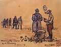 Soldiers peeling potatoes during the First World War at Marizelle in the Aisne Department - Jean Lefort