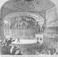 The assassination of Abraham Lincoln 1809-65 in the box at Fords Theatre - Frank Leslie