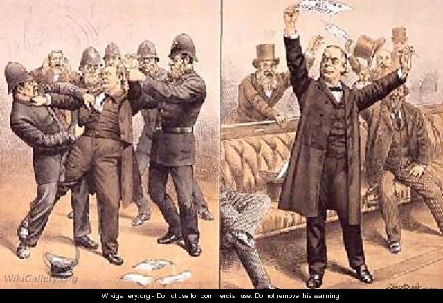 The Oaths Bill Passed by a Hundred Votes from St. Stephens Review Presentation Cartoon 24 March 1888 - Tom Merry