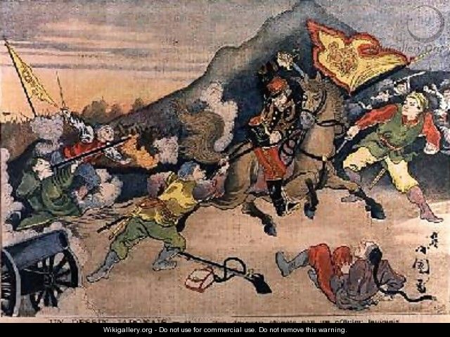 The Taking of the Chinese Flag by a Japanese Officer from Le Petit Journal October 1894 - Henri Meyer