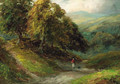 A figure on a wooded valley path - George Turner