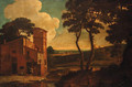 An Italianate landscape with washerwomen outside a villa - (after) Paolo Anesi