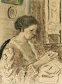 The Artist's Wife Sewing - Frederick Carl Frieseke