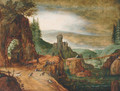 A rocky river landscape with peasants and their goats by a path, a fortified dwelling beyond - Joos or Josse de, The Younger Momper