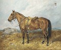 Punch, a saddled military pony, in a landscape - John Emms
