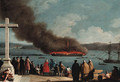 The Burning of the Frigate Graca Divina in the harbor of La Valetta, Malta - Joaquin Manuel Da Rocha