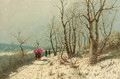 An afternoon stroll in the snow - Jan Jacob Lodewijk Ten Kate