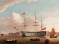 H.M.S. Victory at her permanent Mooring in Portsmouth Harbour - Robert Strickland Thomas