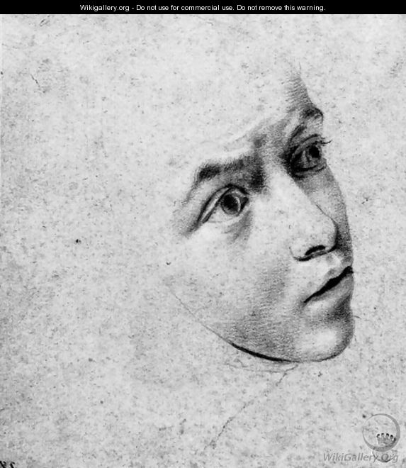 Head of a nun looking up to the right - Sienese School