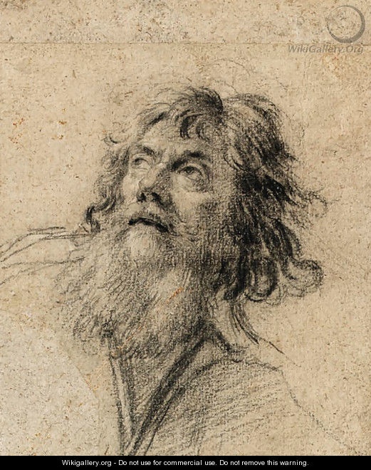 The Head of a bearded Man, looking up to the left - Simon Vouet ...