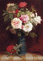 Roses in a vase on a mantle - Martial Hupe