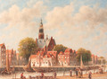 A view of the Schans, Maassluis, with the Grote Kerk beyond - Pieter Gerard Vertin