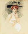 Femme elegante au chapeau - Paul Cesar Helleu