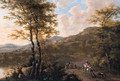 A sportsman and a muleteer on a road, in an Italianate landscape - Willem de Heusch