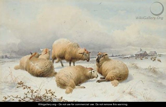Sheep in the snow 2 - Thomas Sidney Cooper