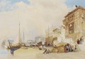 The Riva degli Schiavoni, looking towards the Danieli Hotel, the Doge's Palace and the Libraria, Venice 2 - William Callow