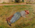Resting Peasant Girl Lying on the Grass Pontoise 1882 - Camille Pissarro