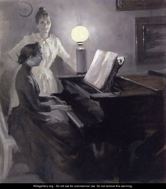 At the Piano - Albert Edelfelt - WikiGallery.org, the largest gallery ...