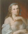 A young beauty wearing a pearl necklace - Akos Von Aranyossy