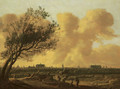 A panaromic view of Leiden with figures under a tree in the foreground - Anthony Jansz van der Croos
