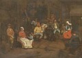 Peasants drinking and making merry in a tavern - (after) Adriaen Jansz. Van Ostade