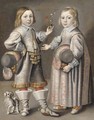 Double portrait of a boy and girl, aged 4 and 3 - (after) Hendrik Munnichoven
