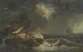 A shipwreck in stormy seas with a siren on the rocks - (after) Charles Francois Lacroix De Marseille