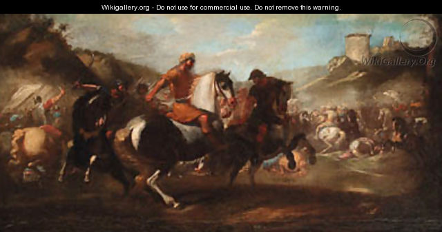 A cavalry skirmish - (after) Aniello Falcone - WikiGallery.org, the ...