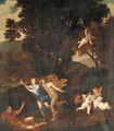 A wooded landscape with Apollo and Daphne - (after) Pier Francesco Mola