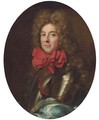 Portrait of a gentleman, bust-length, in armour and a red neckerchief, traditionally identified as the Duc de Ventadour - (after) Mignard, Pierre II