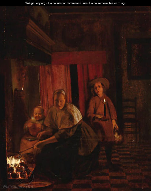 An interior with a mother and child - (after) Pieter De Hooch ...
