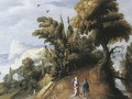 An extensive landscape with Tobias and the Angel - (after) Jasper Van Der Lamen