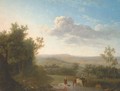 An extensive landscape with cattle and two women crossing a ford, a shepherd and flock by a tree - (after) Jean-Louis Demarne, Called Demarnette