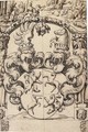 A heraldic shield with rampant lions and unicorns in the quarterings - (after) Hans Jakob Plepp