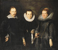 Group Portrait of Marchese Agostino di Tomaso Franzone, his wife, Camilla, nee Monsia di Bartolomeo, and their daughter, Maria Brigida - Bernardo Strozzi