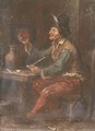 A peasant drinking and smoking at a table in an inn - (after) Adriaen Brouwer