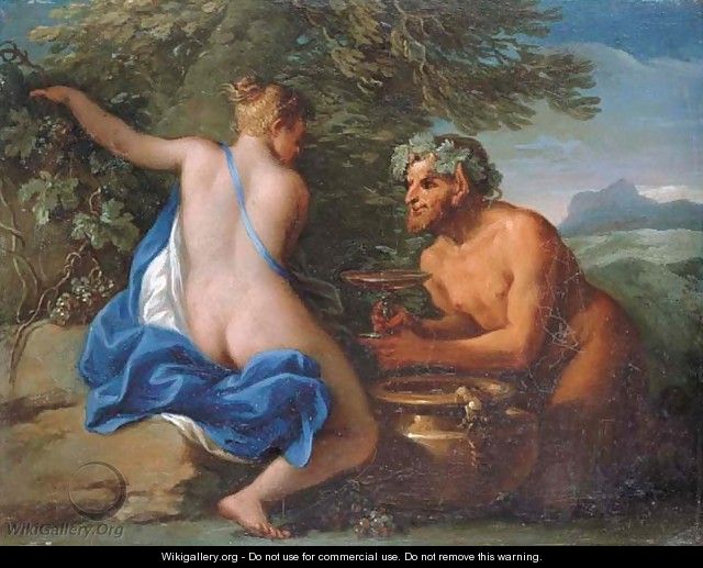 A nymph and a satyr - Filippo Lauri