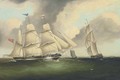 The three-masted barque Charles, in two positions off the North Foreland, signalling for a pilot - English School