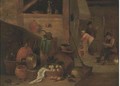 A kitchen interior with peasants - (after) David The Younger Teniers