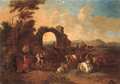 An Italianate landscape with drovers and cattle and peasants dancing - (after) Anthonie Goubau