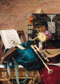 Musical Instruments and a Music Score with Flowers on a Table - Desire de Keghel
