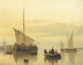 A calm shipping in an estuary at dusk - Cornelis Petrus T