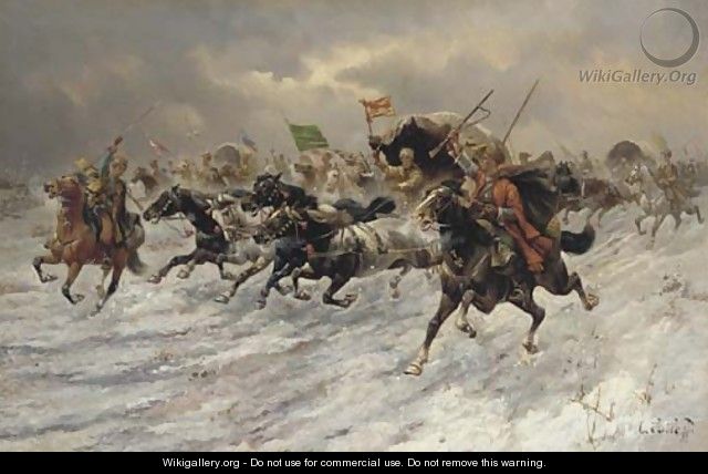 Russian Horsemen Storming the Battle Field Constantin Stoiloff