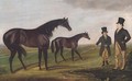 A mare and foal with a trainer and owner - English Provincial School