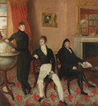 Group portrait of three men in an interior - English School