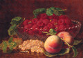 Peaches, Whitecurrants, Raspberries in a glass Bowl, and Wasps - Eloise Harriet Stannard